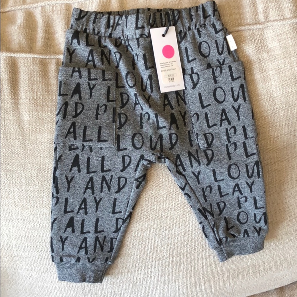Miles baby gray pants 12 month NWT